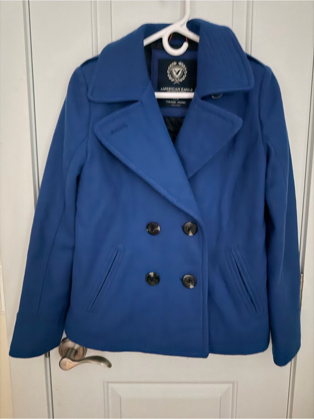 American Eagle Outfitters Royal Blue Double-Breasted Peacoat